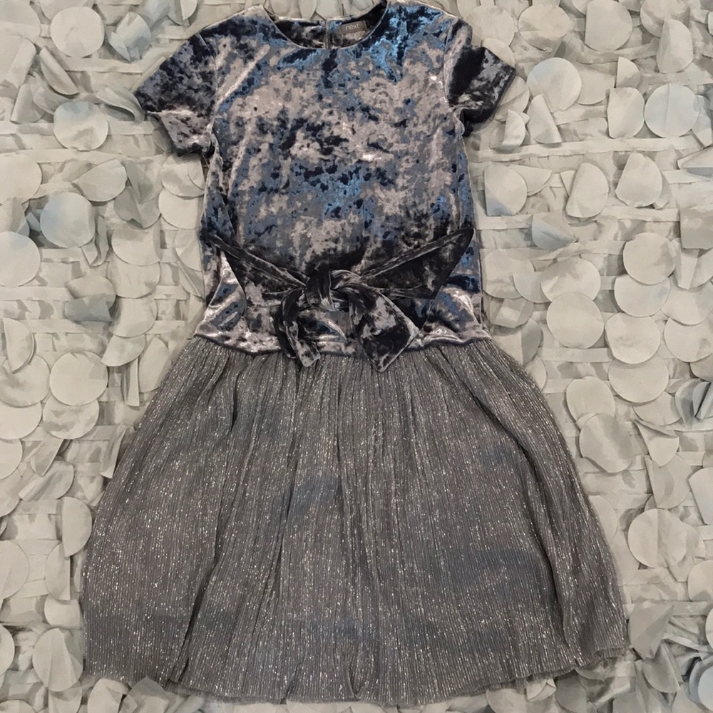 Silver velvety and glitter dress for girls.